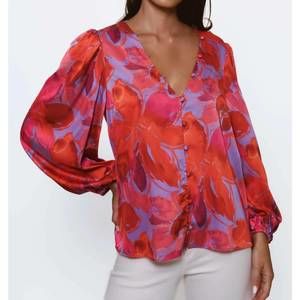 NEW HUTCH marissa blouse in purple watercolor gardenia